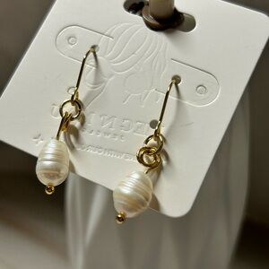 Gold and Pearl Hoop Earrings